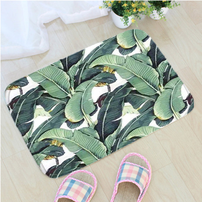 Creative Green Leaves Printing Bath Mat