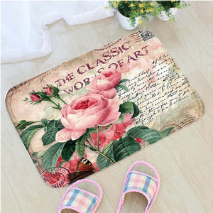 Retro Rose Printing Doormat Rose