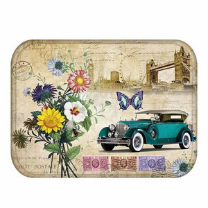 Retro Rose Printing Doormat Rose