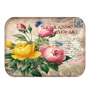 Retro Rose Printing Doormat Rose