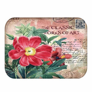 Retro Rose Printing Doormat Rose