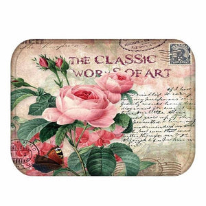 Retro Rose Printing Doormat Rose