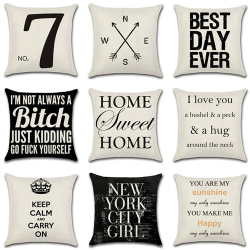 Letters Pattern Decorative Pillowcases