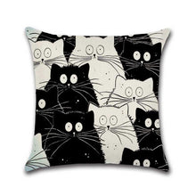 Load image into Gallery viewer, Black and White Cat Printed Throw Pillow Case
