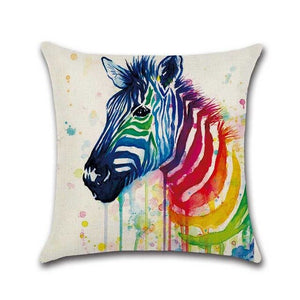 Colorful Zebra Printed Cotton Linen Pillowcase