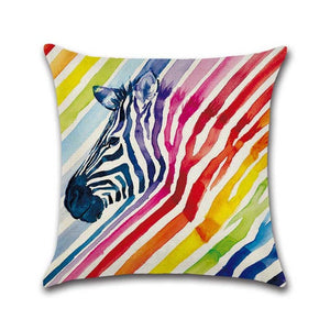 Colorful Zebra Printed Cotton Linen Pillowcase